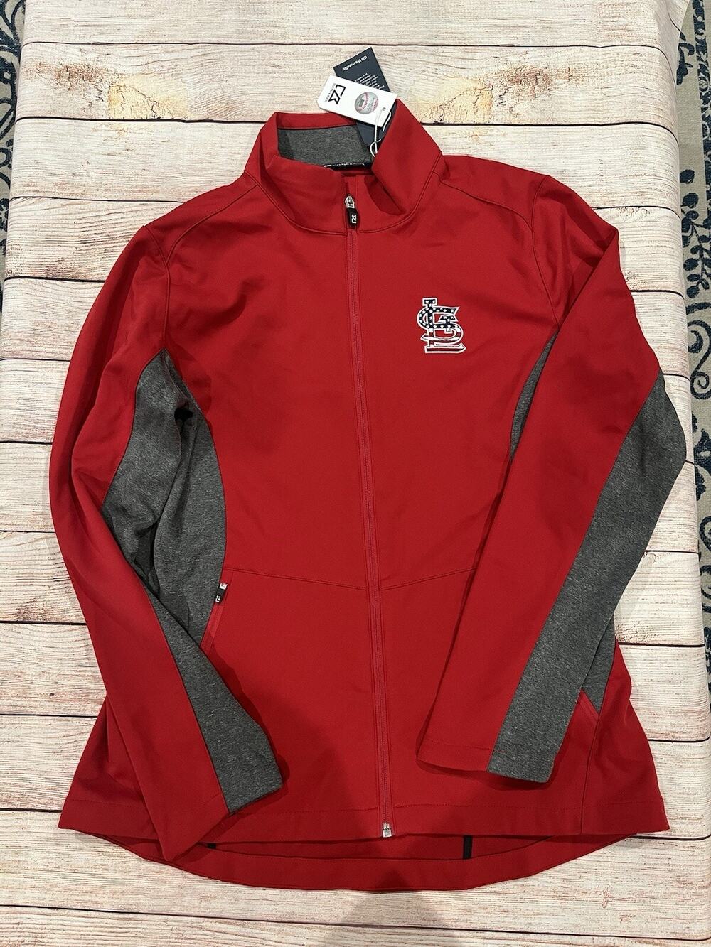 Cutter And Buck Mens Large Zip Up Red Jacket Baseball Jacket- New With Tags!